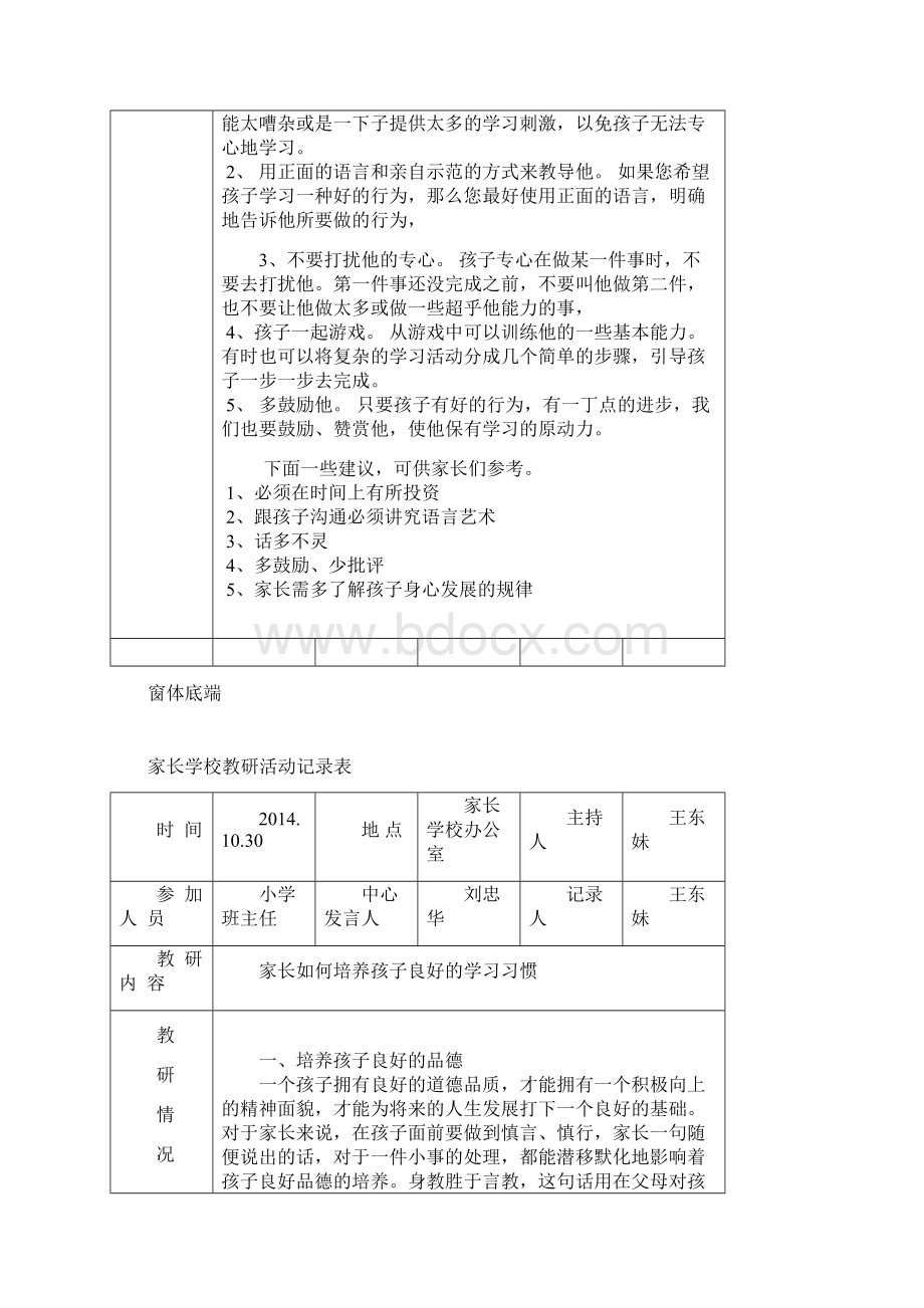 最新家长学校教研活动记录表.docx_第2页