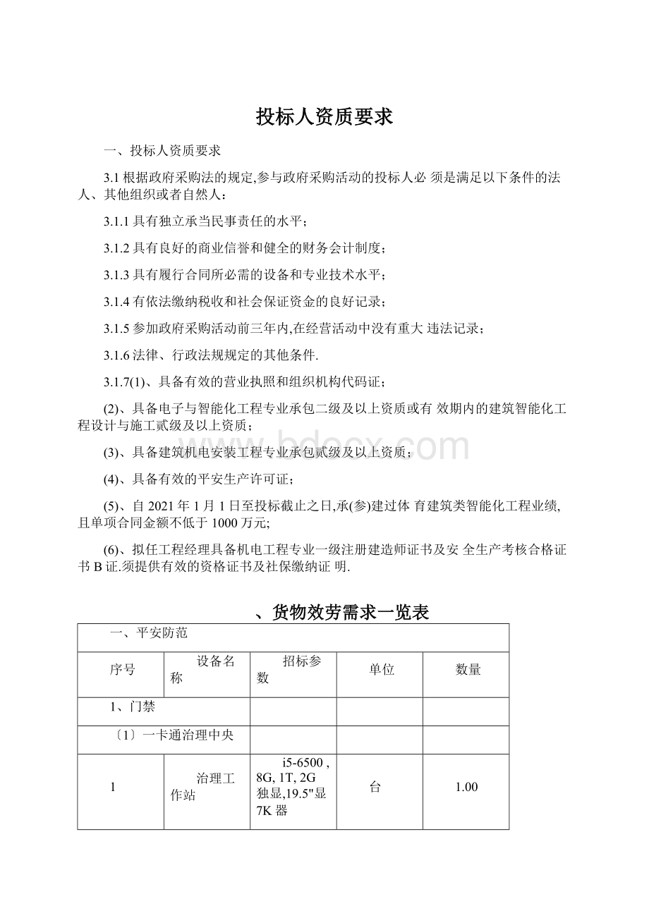 投标人资质要求Word文档下载推荐.docx