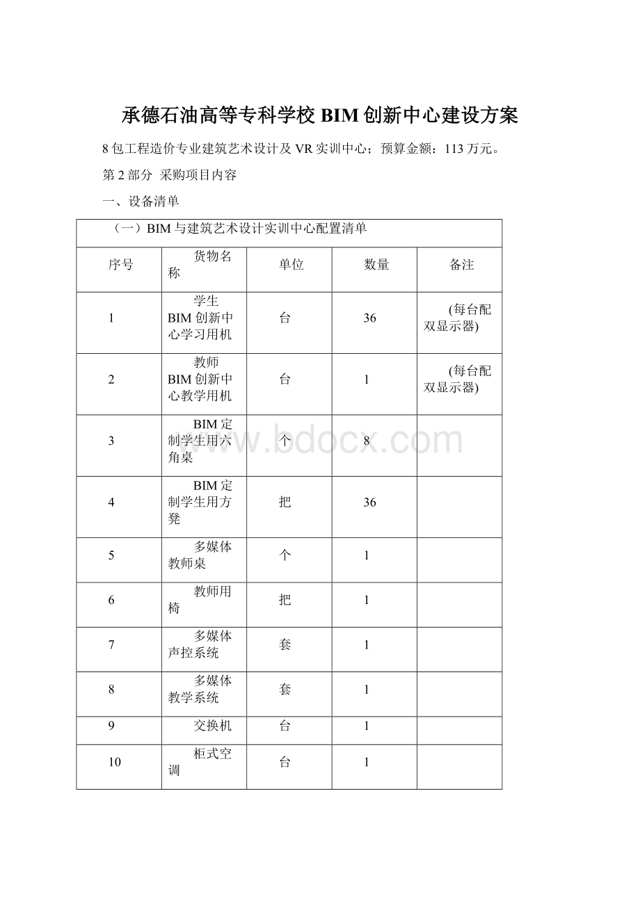 承德石油高等专科学校BIM创新中心建设方案.docx