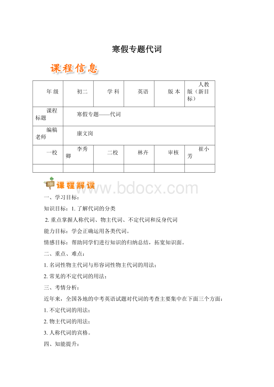 寒假专题代词Word格式文档下载.docx