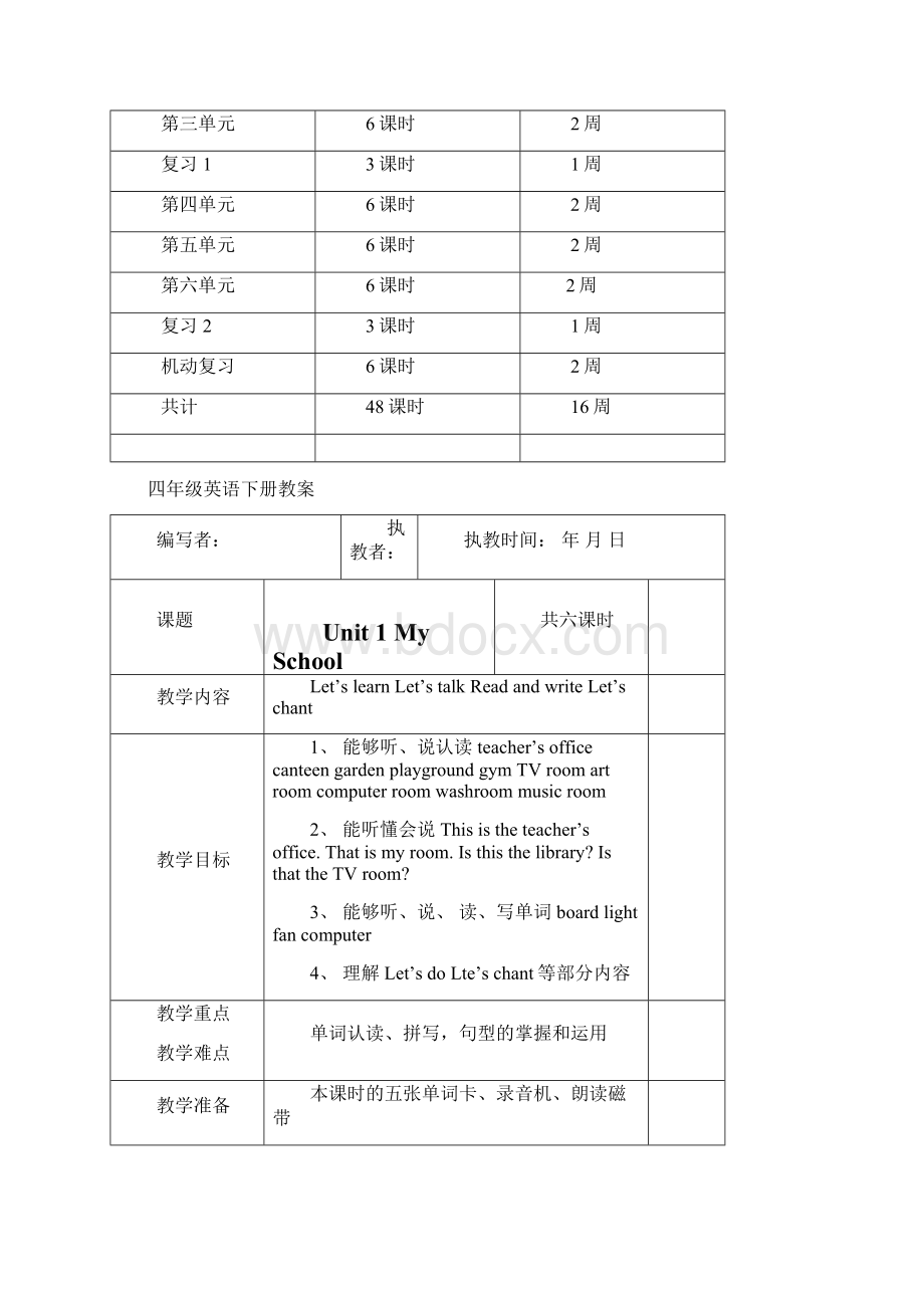 最新人教版pep英语四年级全册教案含教学反思.docx_第3页