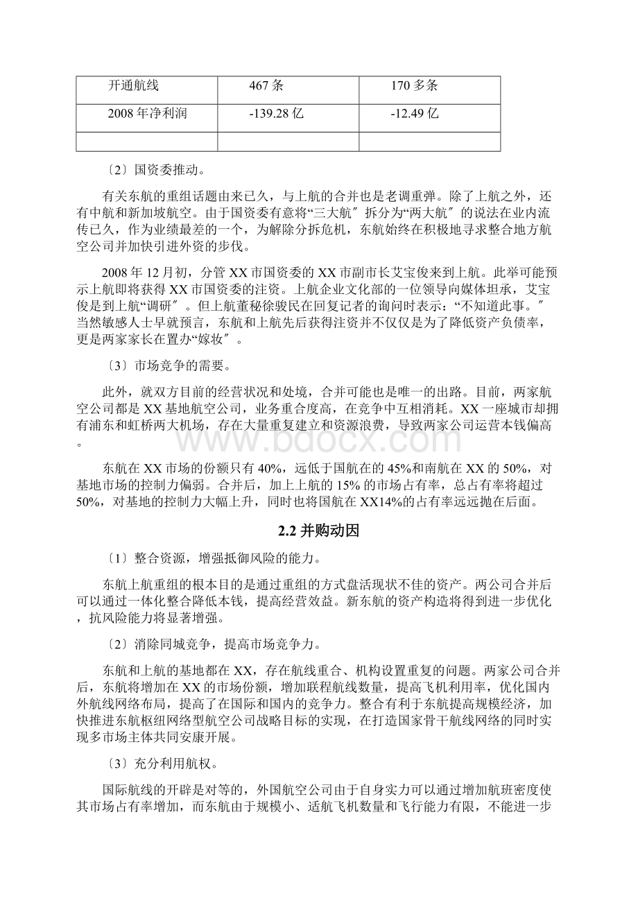 东方航空吸收合并上海航空财务管理案例分析文档格式.docx_第3页