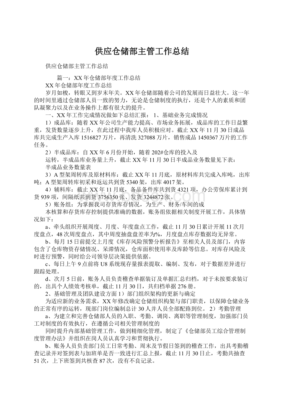 供应仓储部主管工作总结.docx_第1页