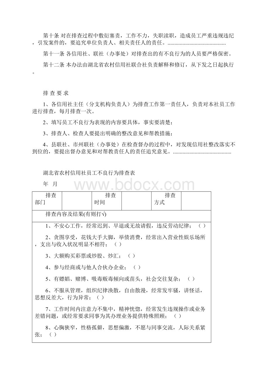 精编农村信用社员工不良行为排查管理实施办法文档格式.docx_第3页