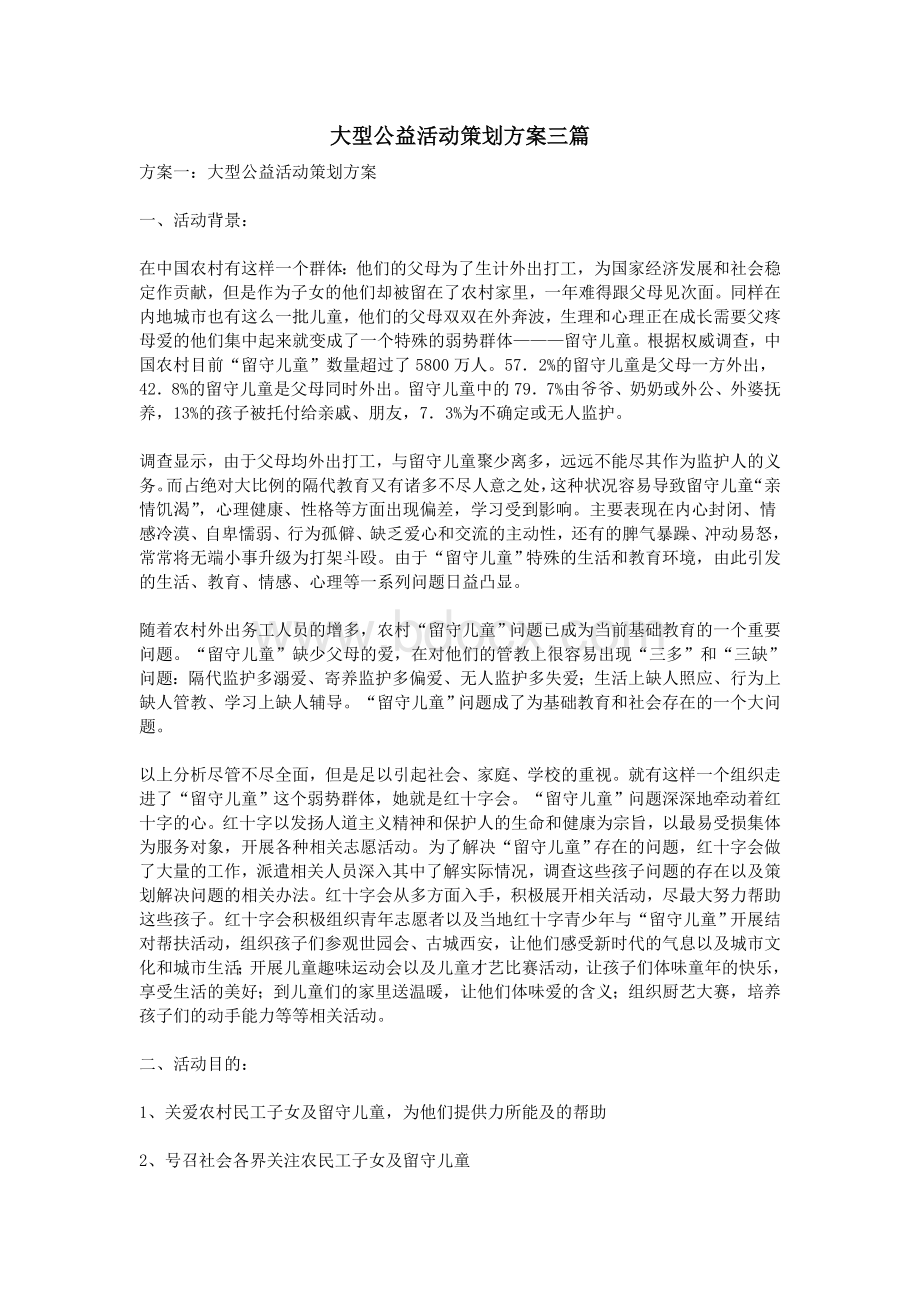 大型公益活动策划方案三篇Word文档下载推荐.doc