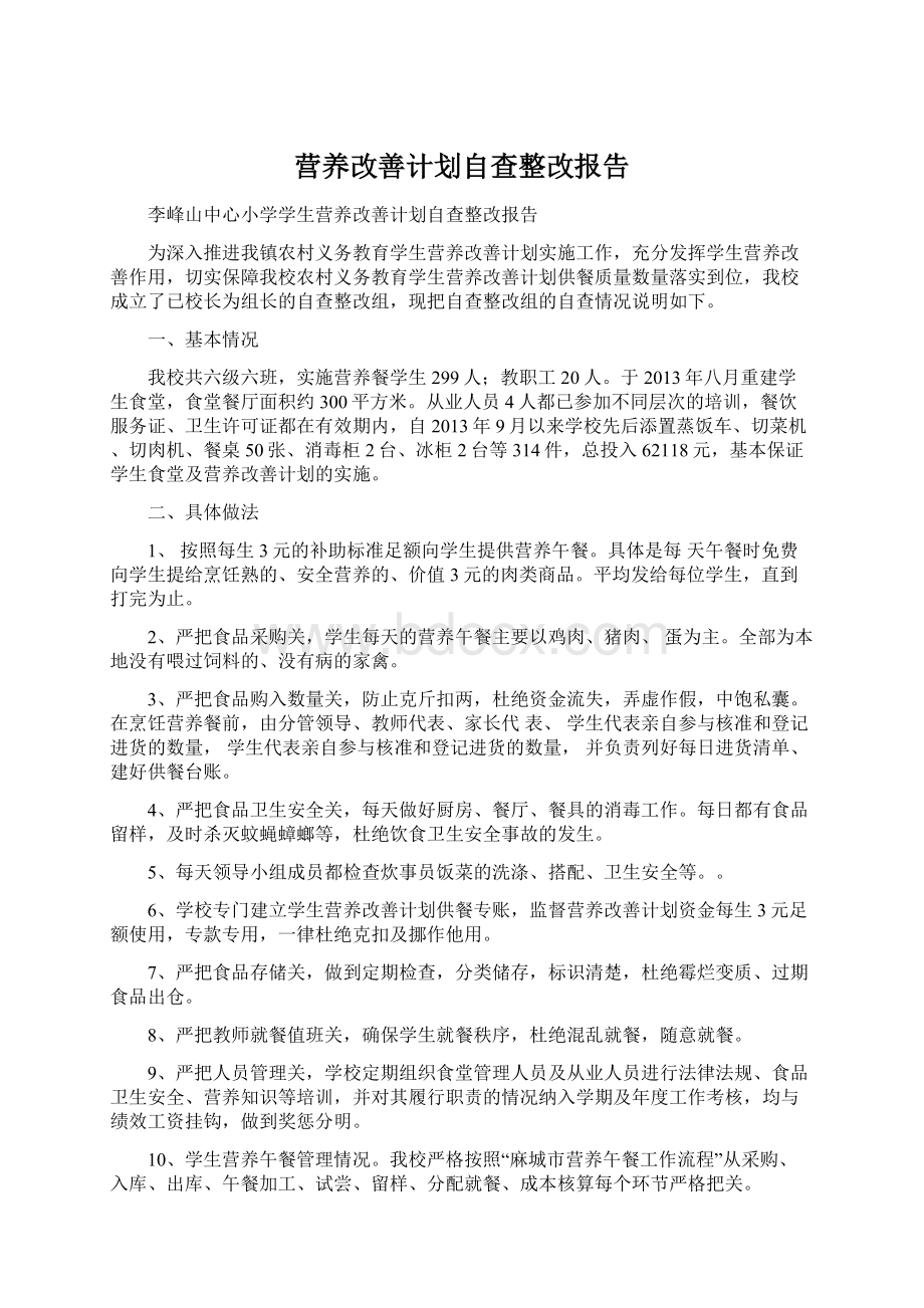 营养改善计划自查整改报告.docx