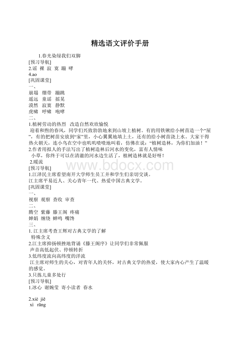 精选语文评价手册Word文档格式.docx_第1页