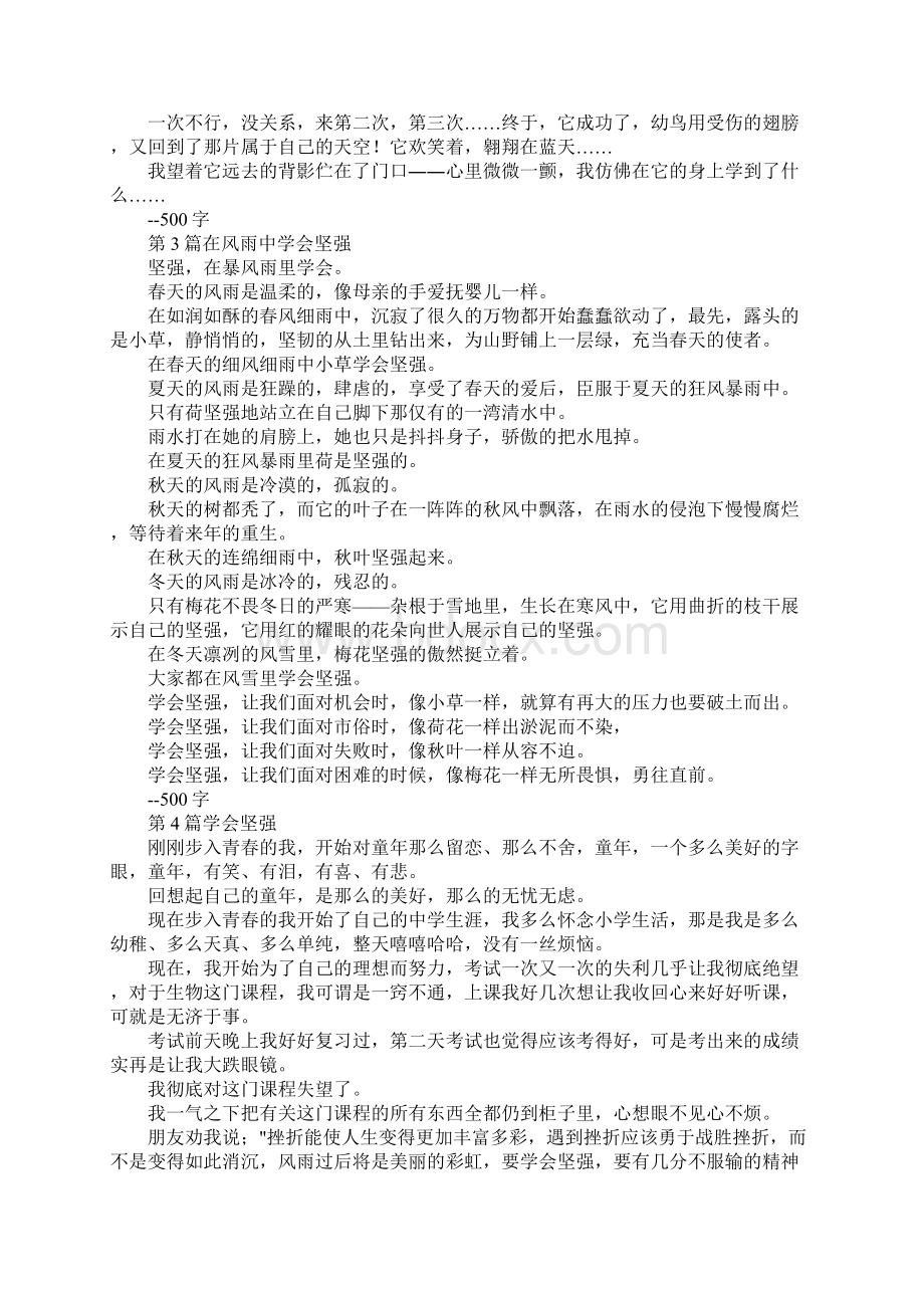 最新学会坚强作文500字篇 精品Word格式文档下载.docx_第2页