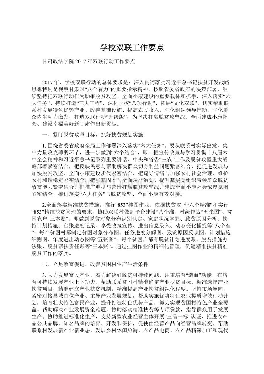 学校双联工作要点Word文档格式.docx