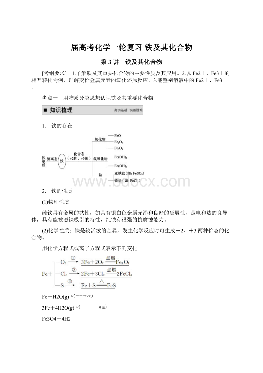 届高考化学一轮复习 铁及其化合物.docx