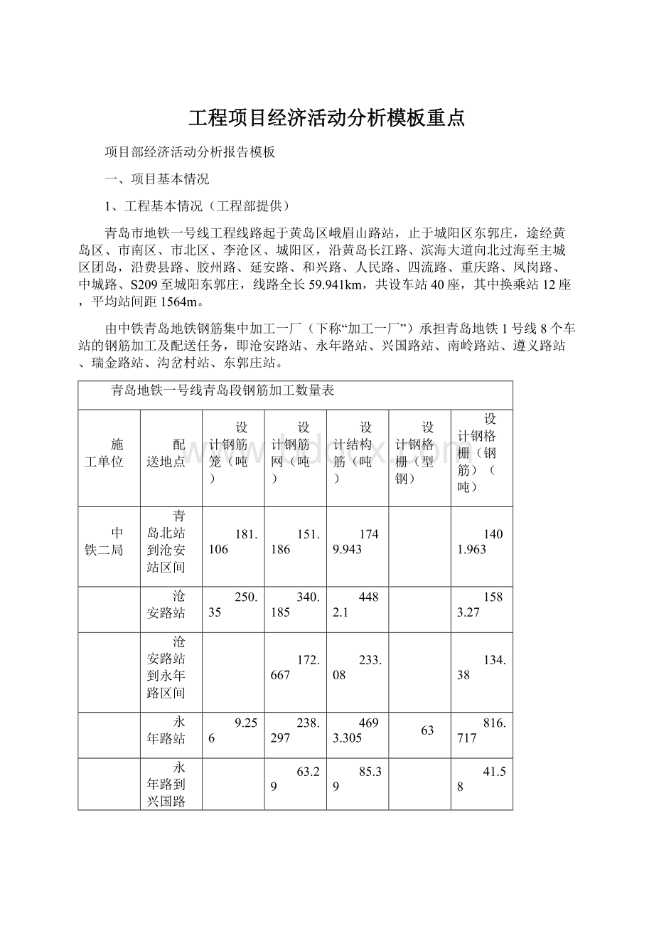 工程项目经济活动分析模板重点.docx_第1页