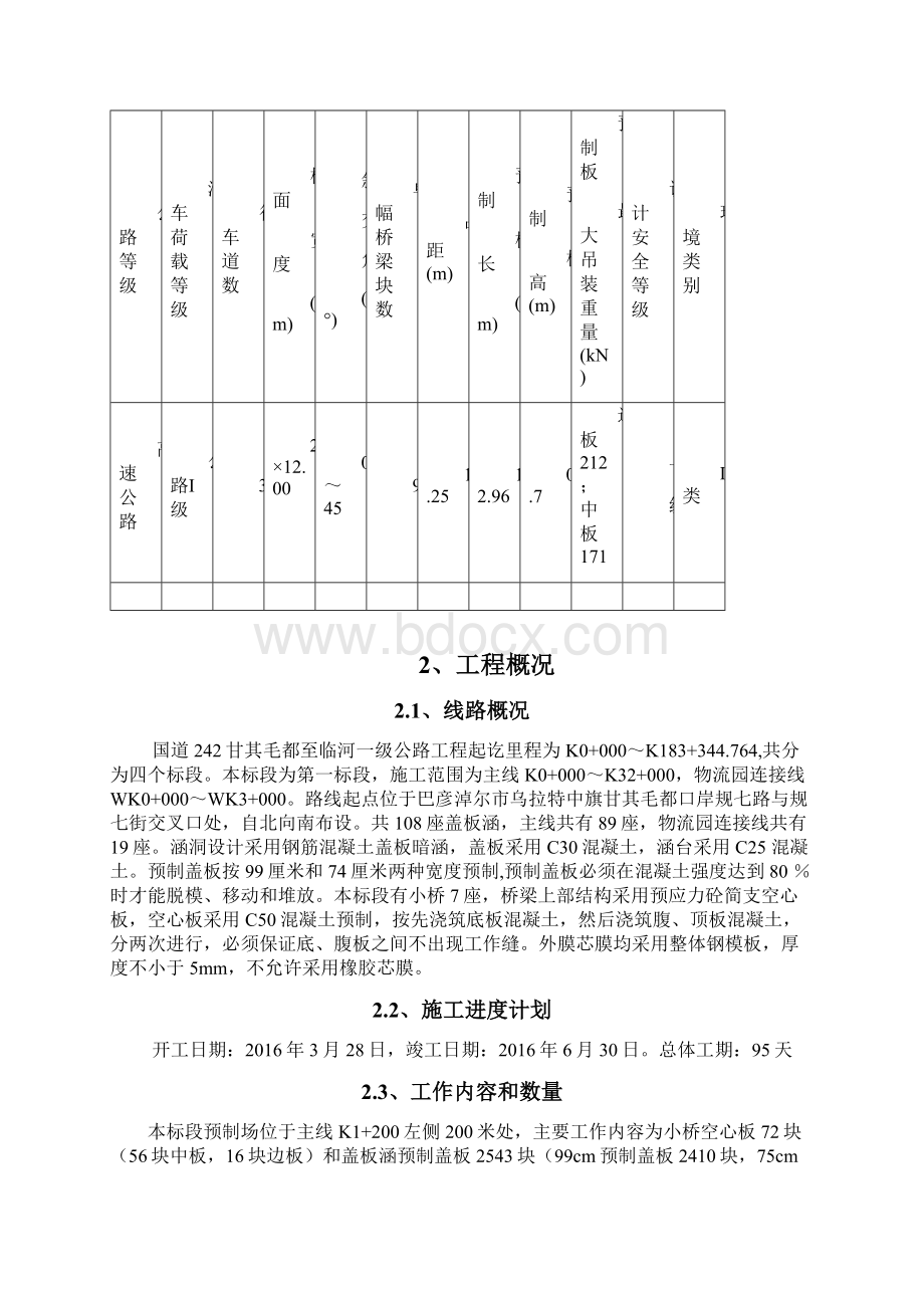 最新一级公路13m简支空心板和盖板涵盖板施工方案工Word格式文档下载.docx_第2页