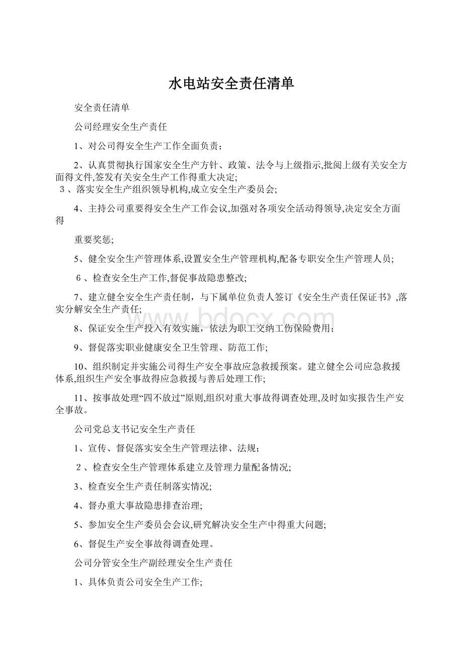 水电站安全责任清单.docx