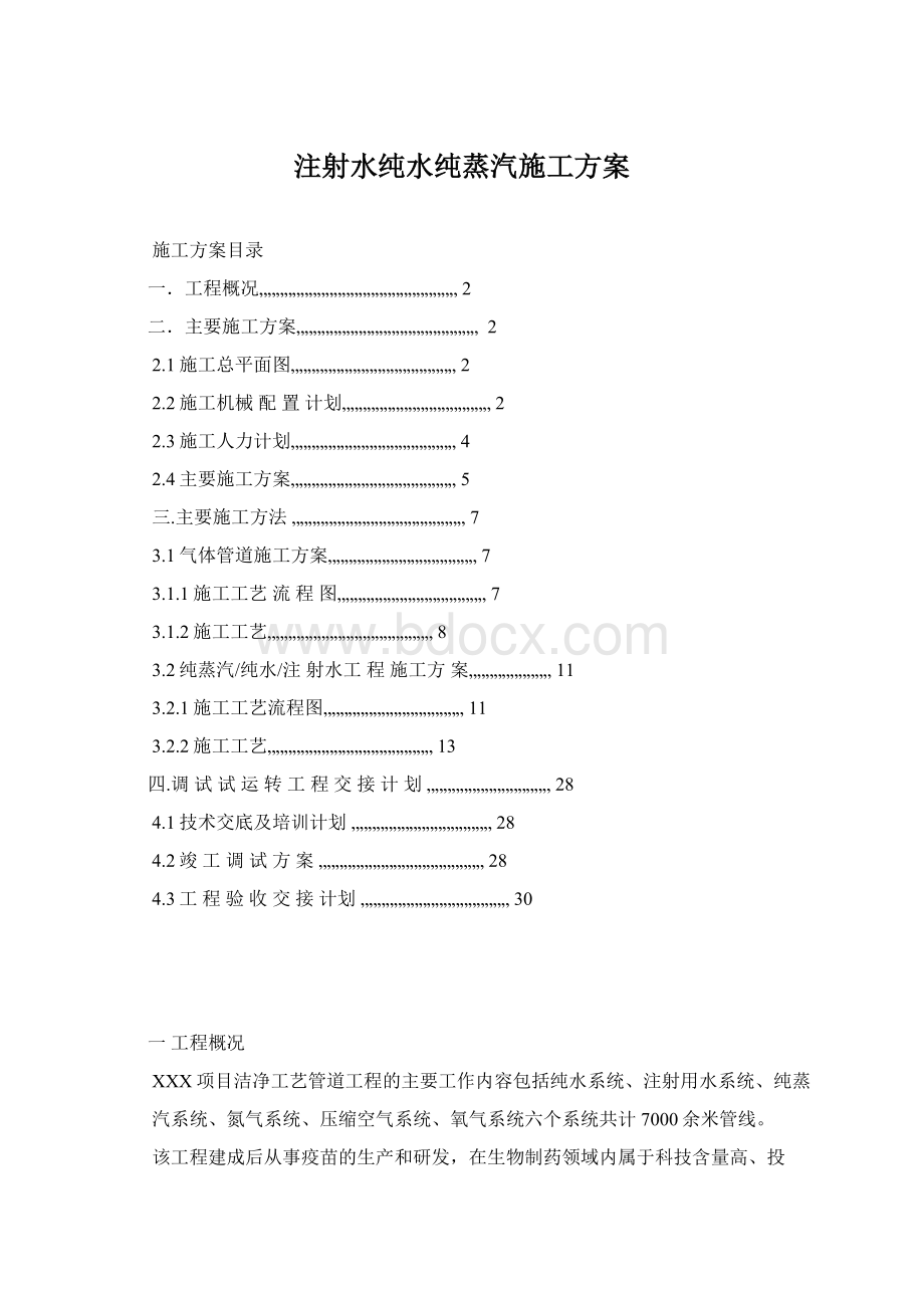 注射水纯水纯蒸汽施工方案Word文件下载.docx