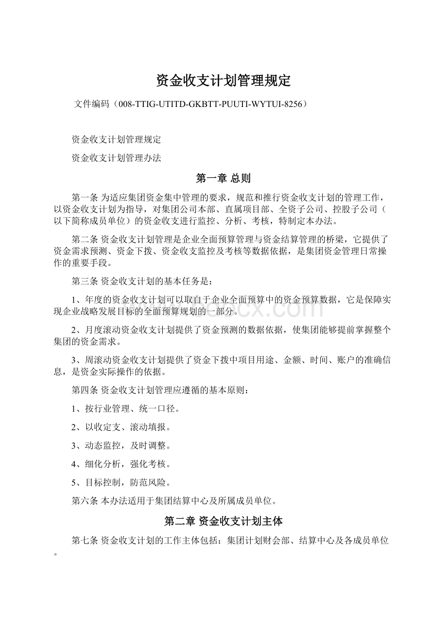 资金收支计划管理规定.docx