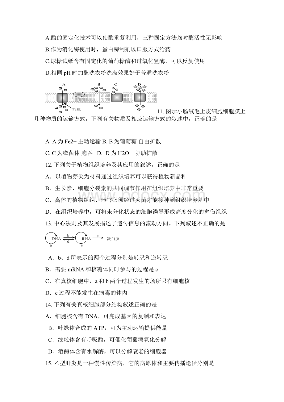 上海市嘉定区届高三第二次质量调研二模生物试题 Word版含答案.docx_第3页