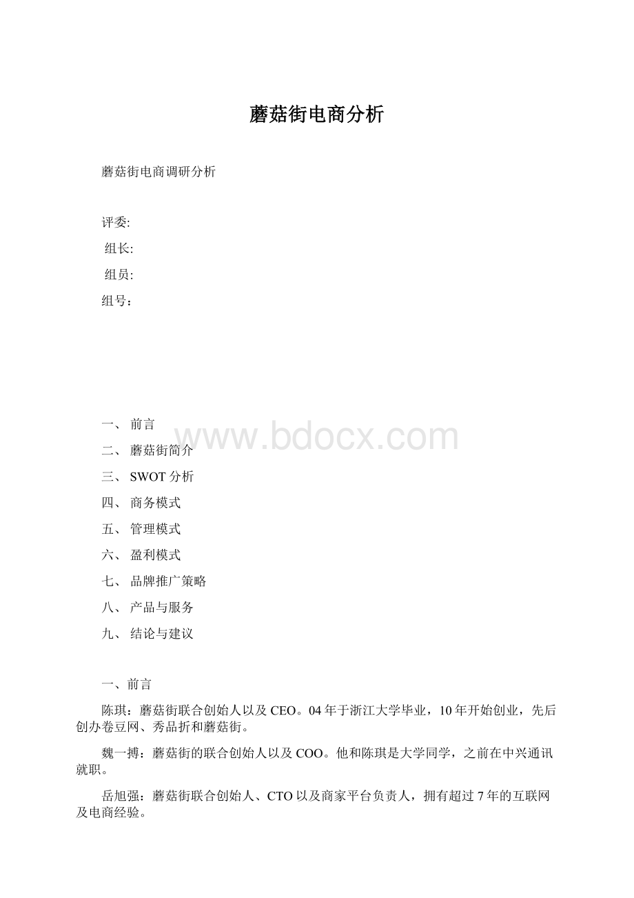 蘑菇街电商分析.docx