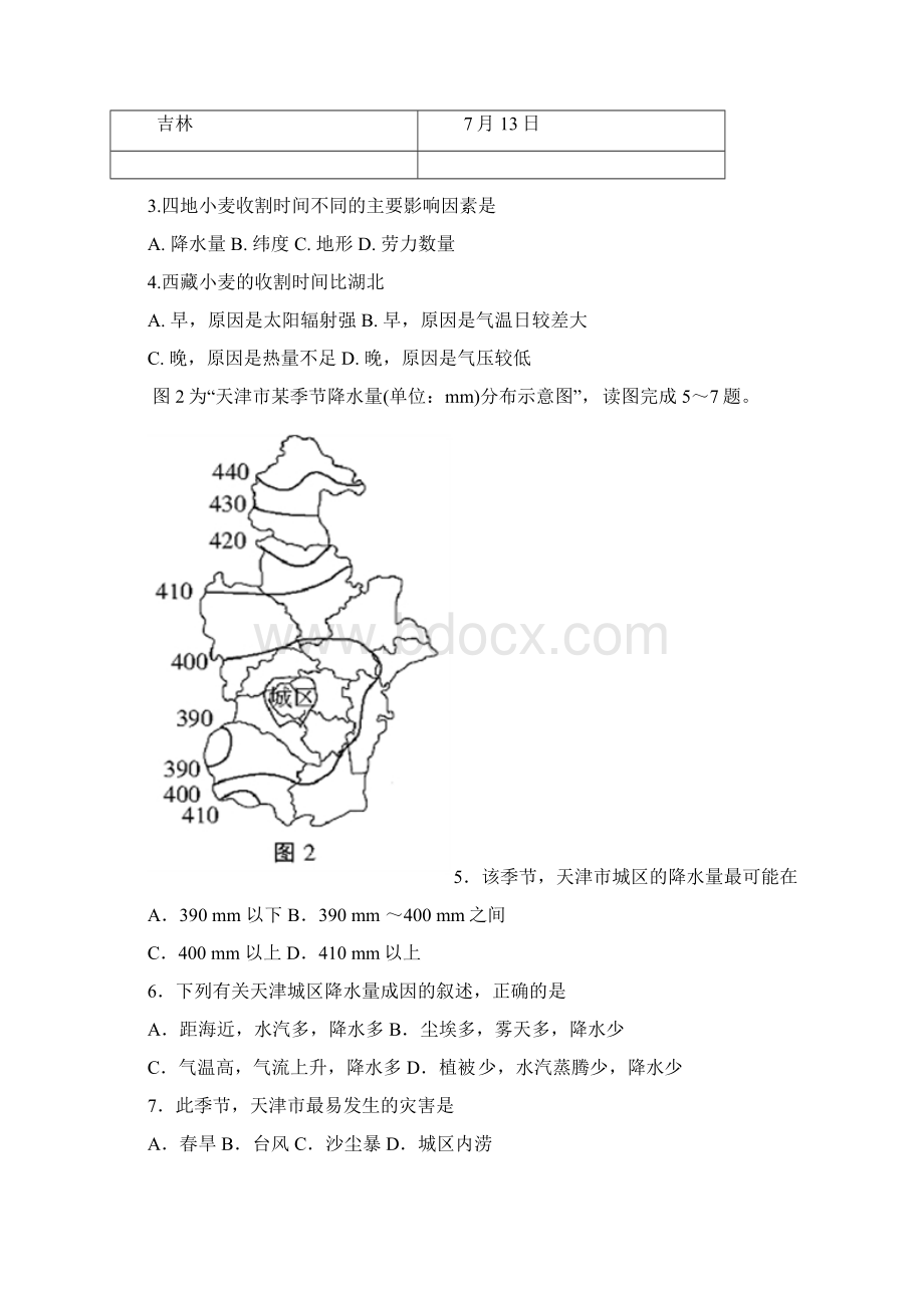 最新天津市高考通关设计模拟文科综合地理试Word格式文档下载.docx_第2页