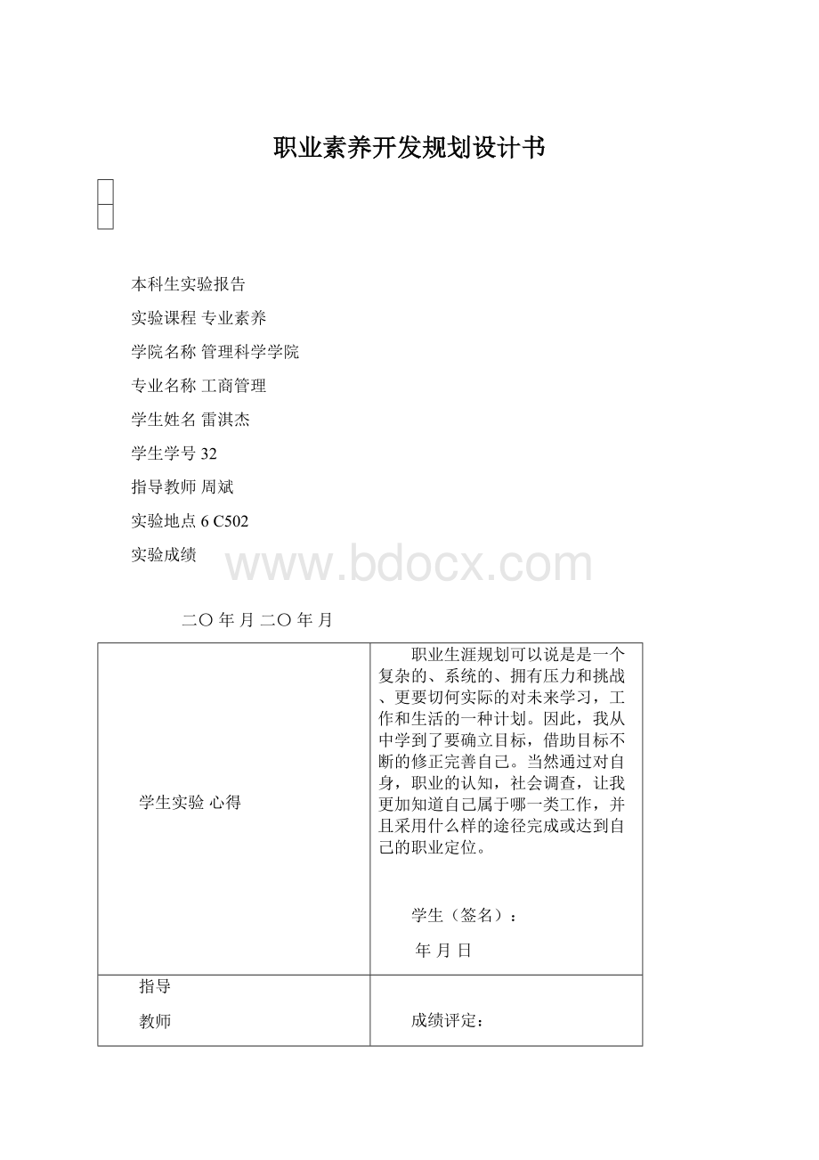 职业素养开发规划设计书Word文档格式.docx_第1页