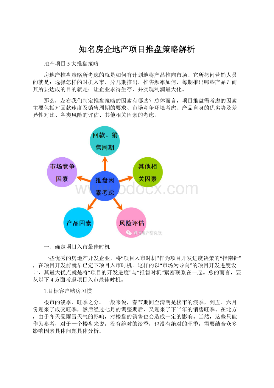 知名房企地产项目推盘策略解析Word格式文档下载.docx