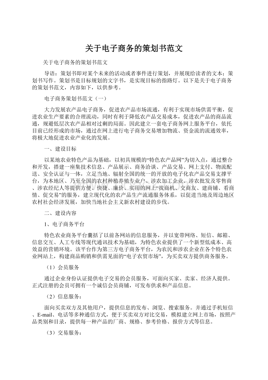 关于电子商务的策划书范文.docx