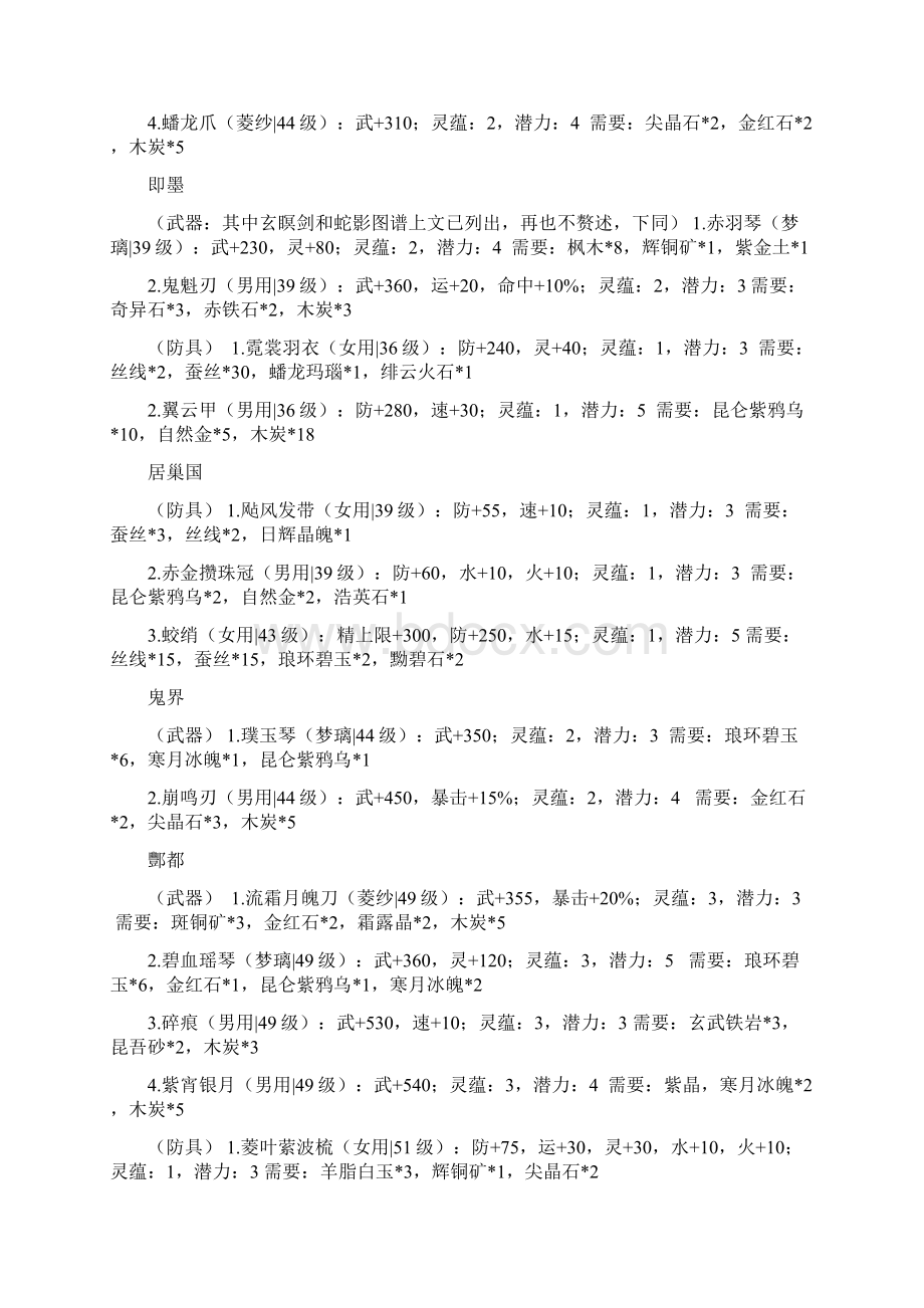 仙剑四注灵材料大全Word文档下载推荐.docx_第3页