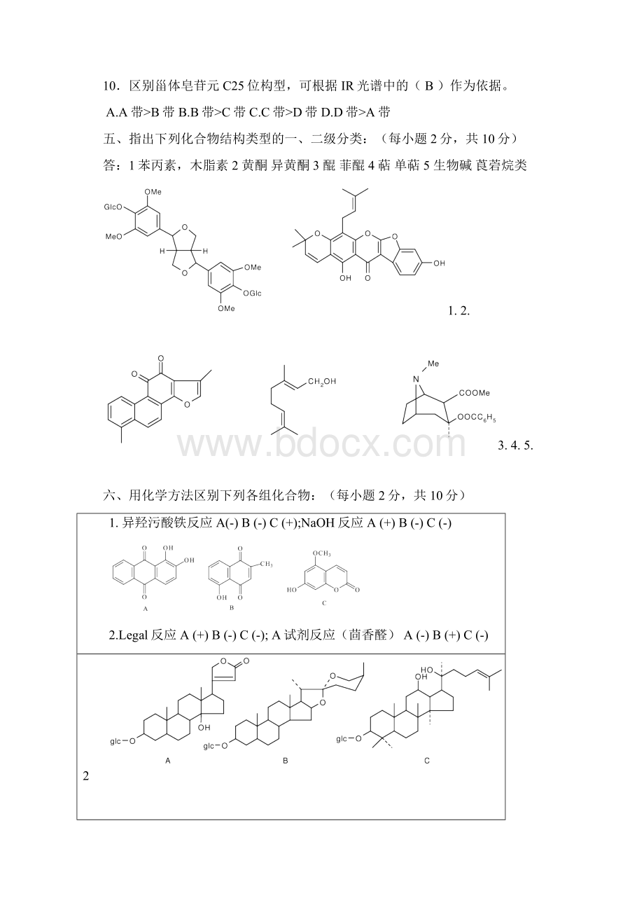 天然药物化学试题及答案Word文档格式.docx_第3页