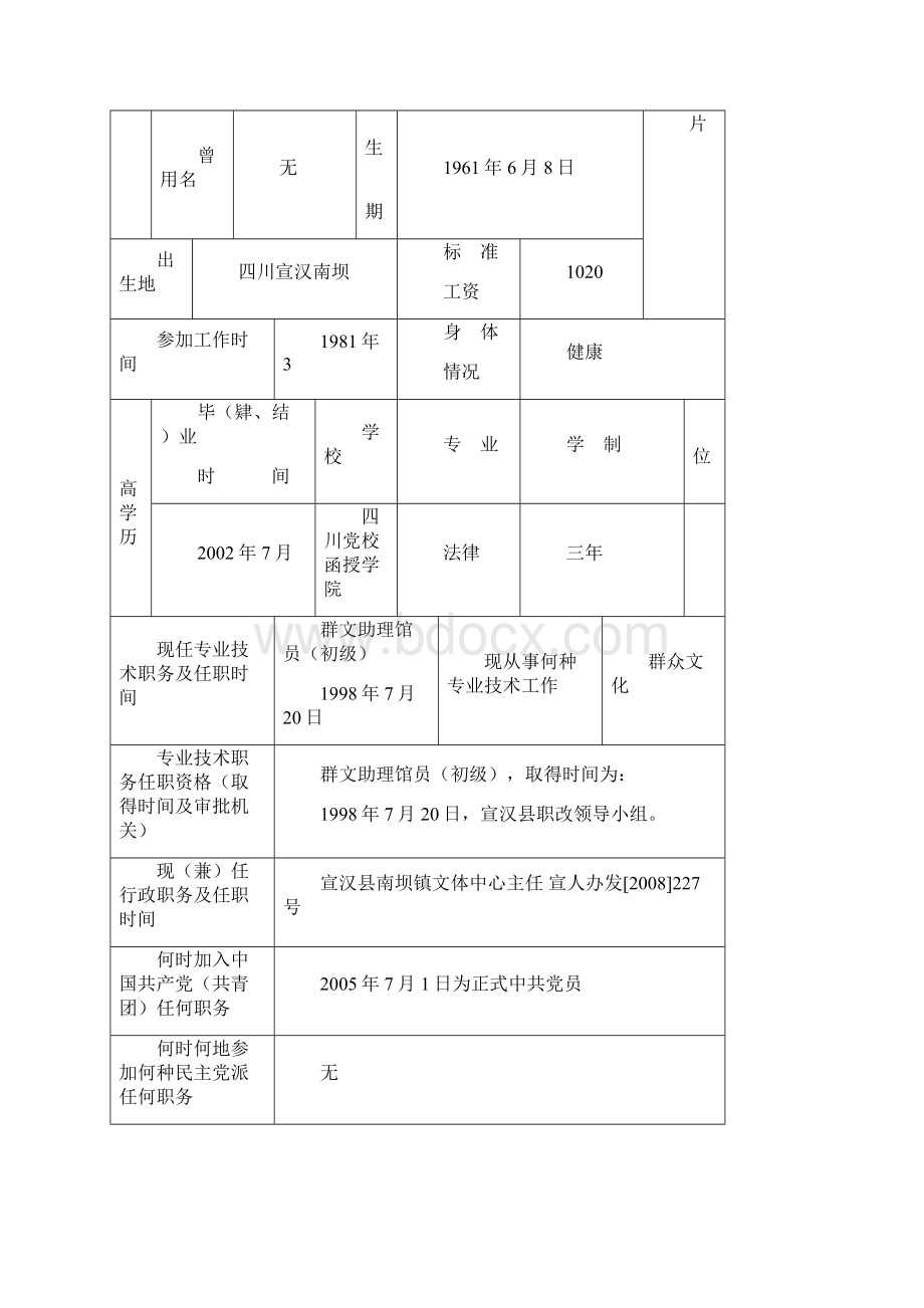 四川参考资料专业技术职务任职资格评审表1Word文件下载.docx_第2页