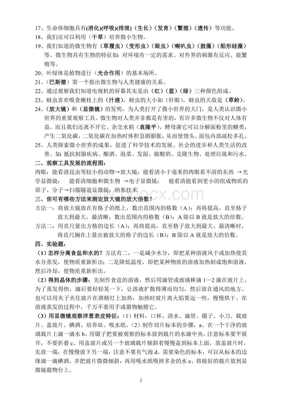 六年级下册科学全册复习资料.doc_第2页