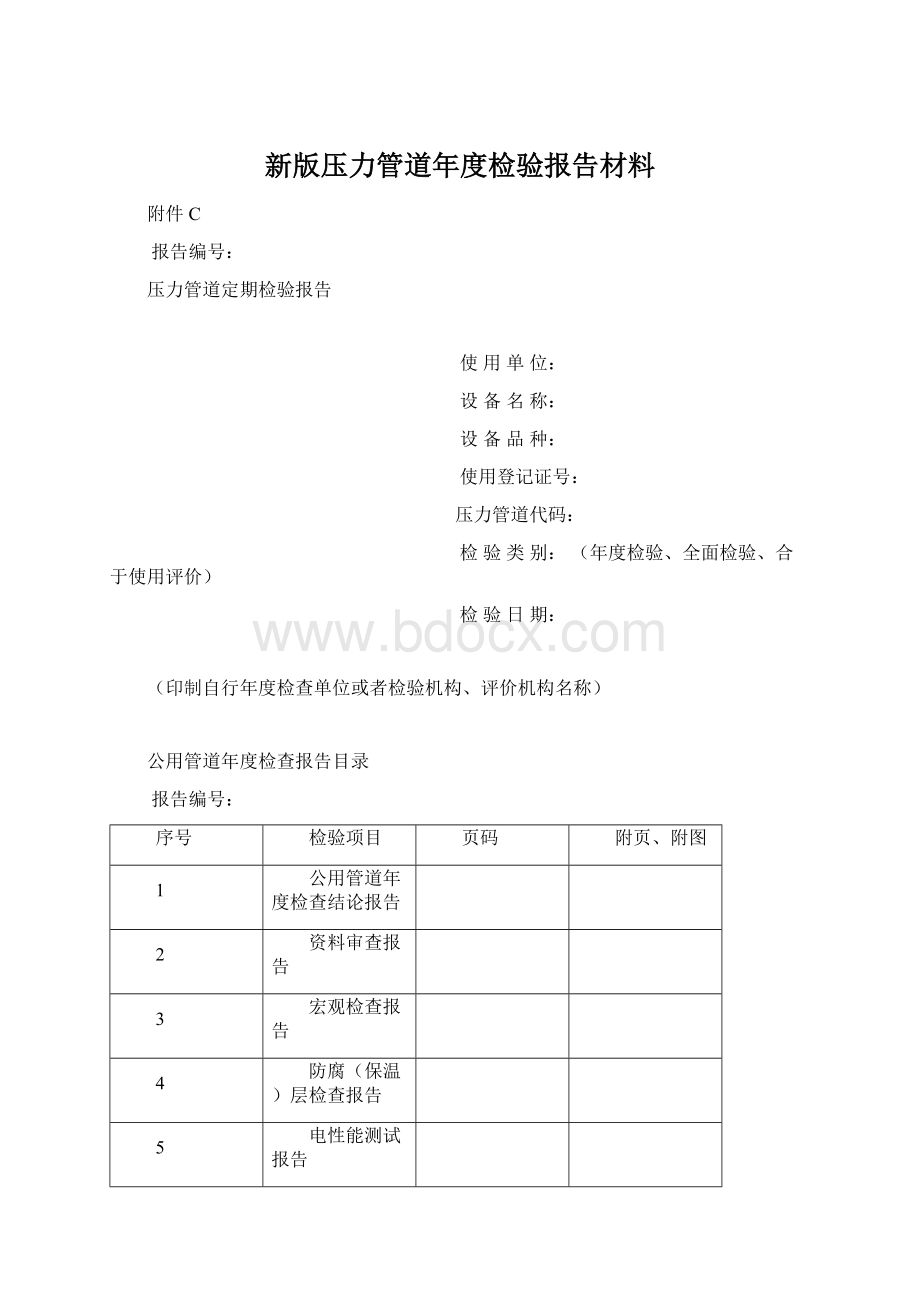 新版压力管道年度检验报告材料.docx