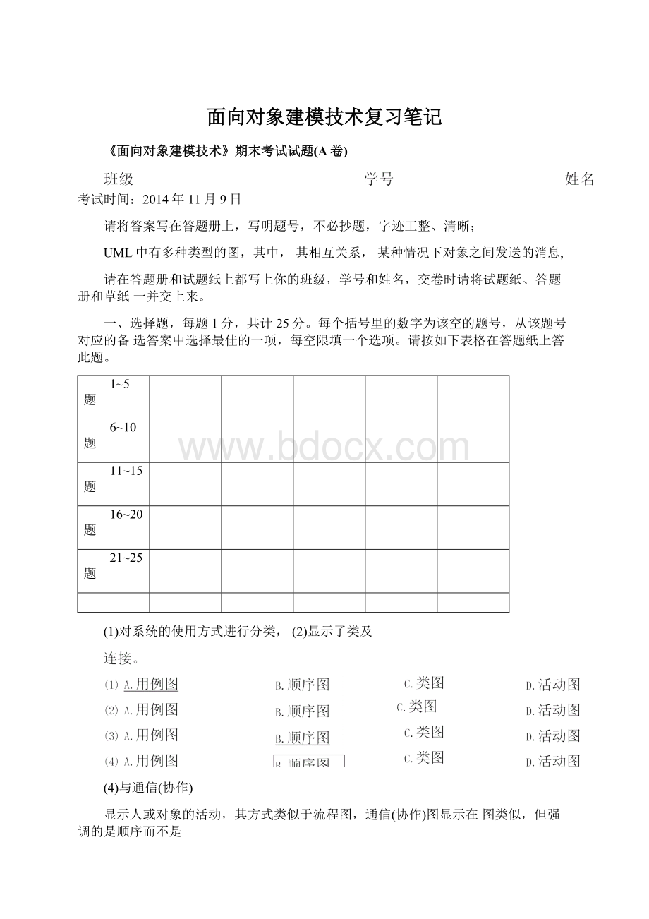 面向对象建模技术复习笔记Word文档下载推荐.docx_第1页