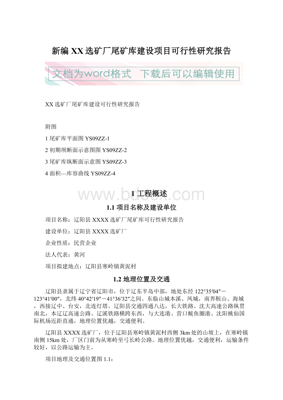 新编XX选矿厂尾矿库建设项目可行性研究报告Word格式.docx