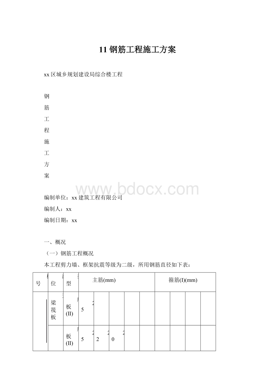 11钢筋工程施工方案Word格式文档下载.docx_第1页