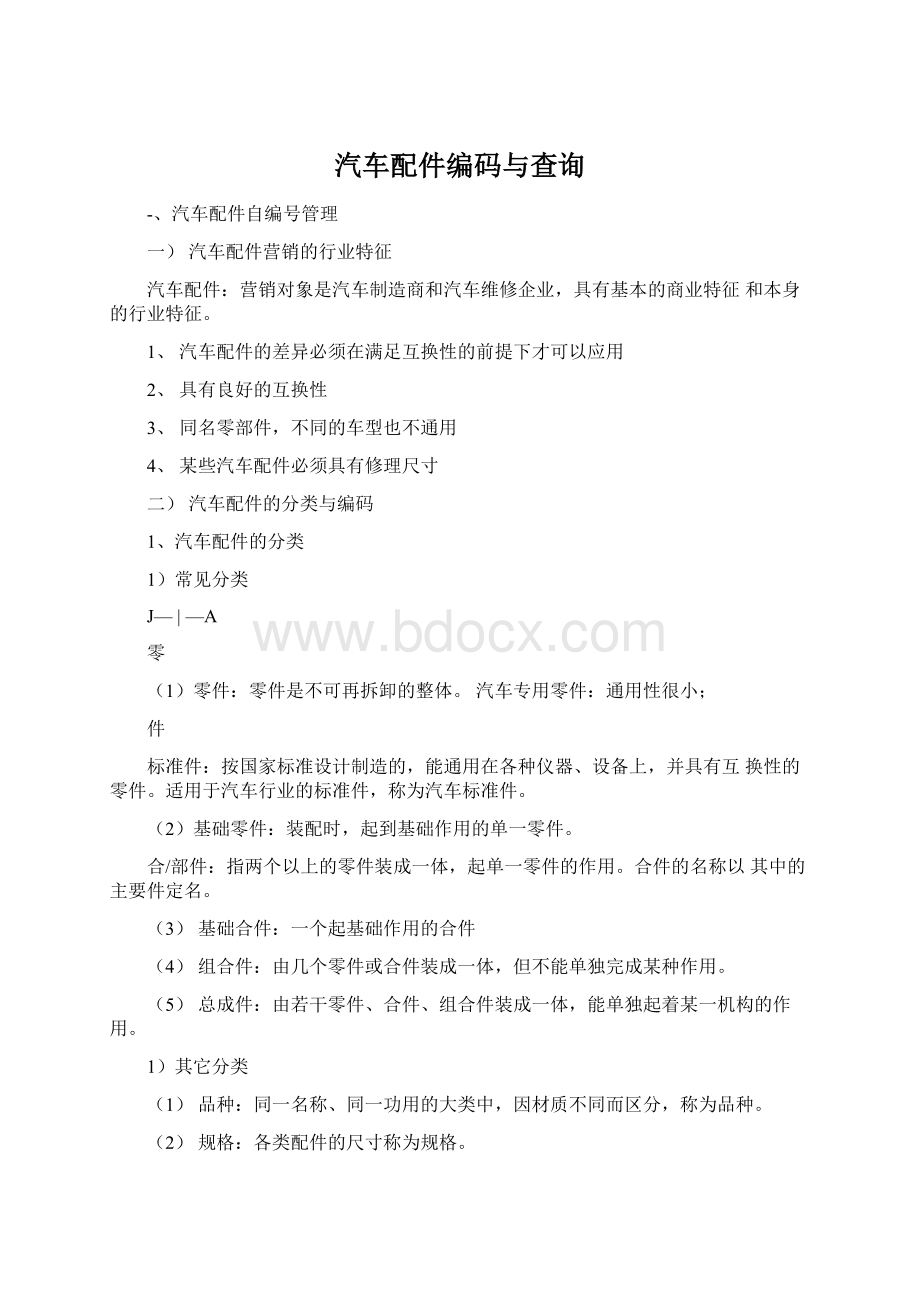 汽车配件编码与查询Word文件下载.docx_第1页