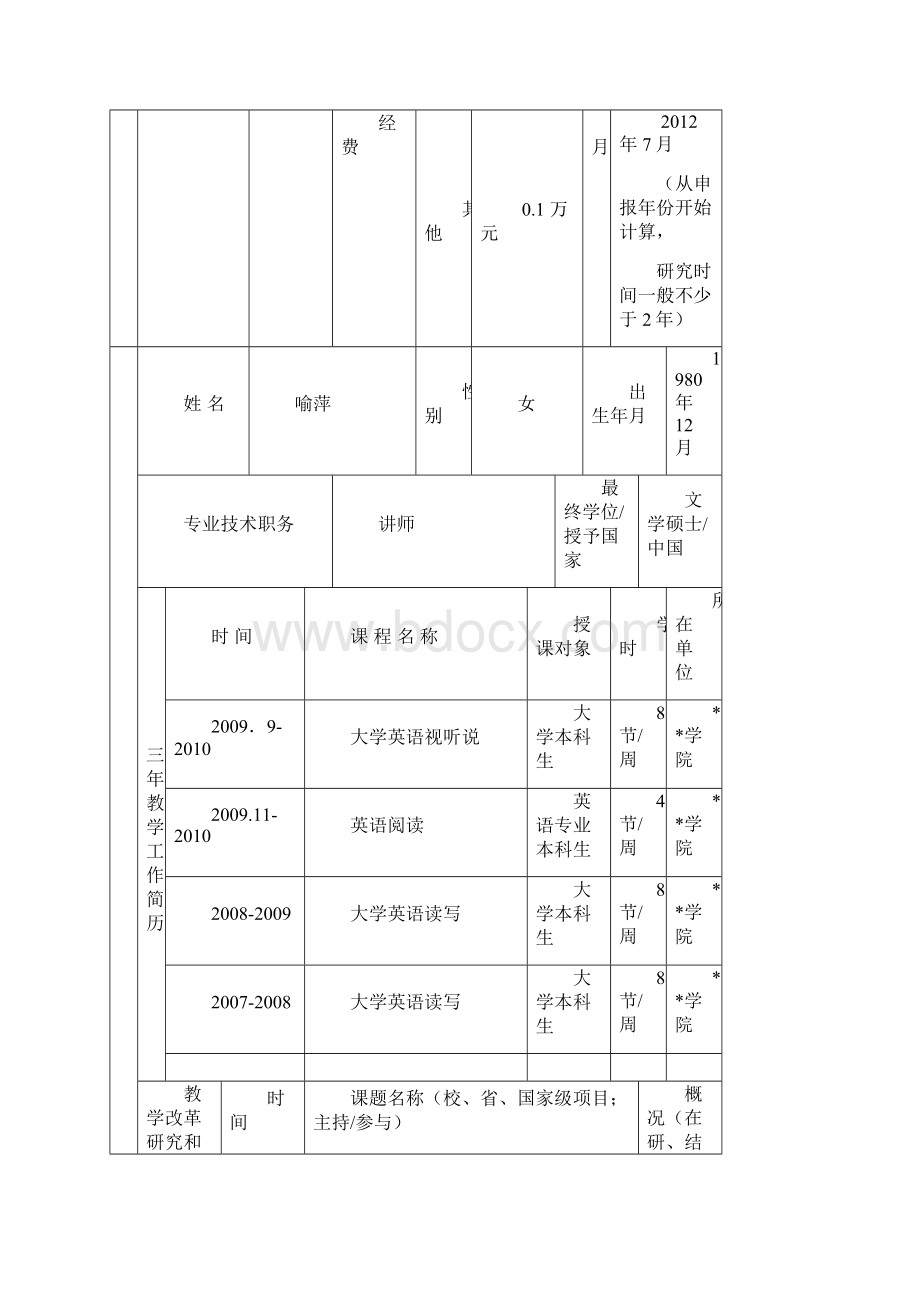 江西省高等学校教学改革研究课题申报书模板.docx_第2页