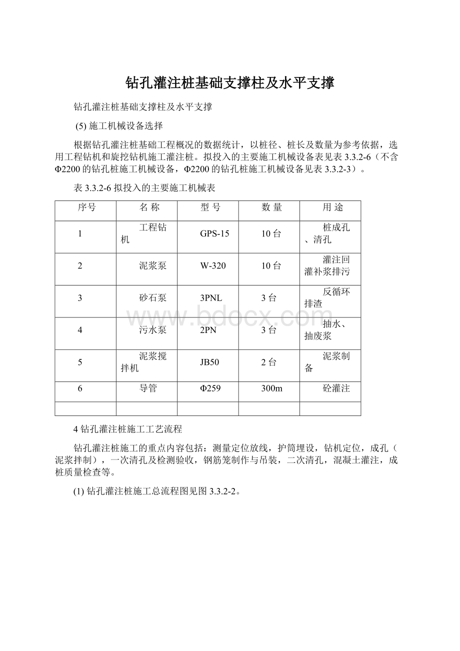 钻孔灌注桩基础支撑柱及水平支撑Word下载.docx_第1页