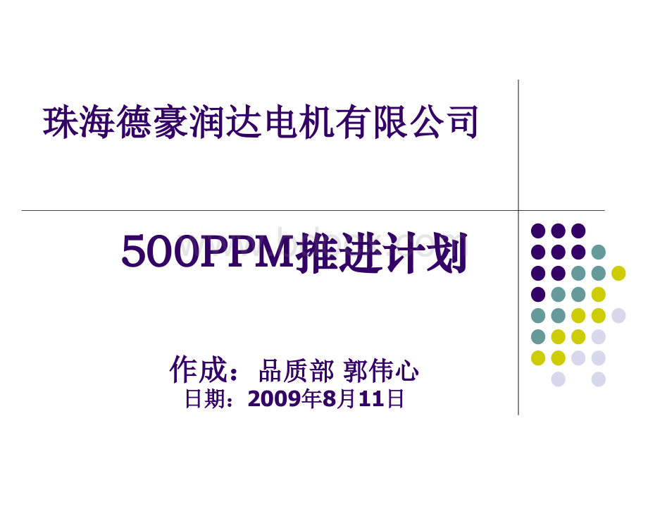 电机公司500ppm推进计划PPT文档格式.ppt