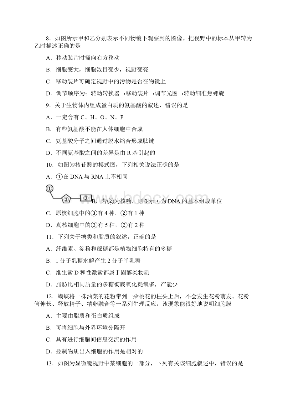 福建省龙岩市非一级达标校学年高一上学期期末教学质量检查生物试题.docx_第2页