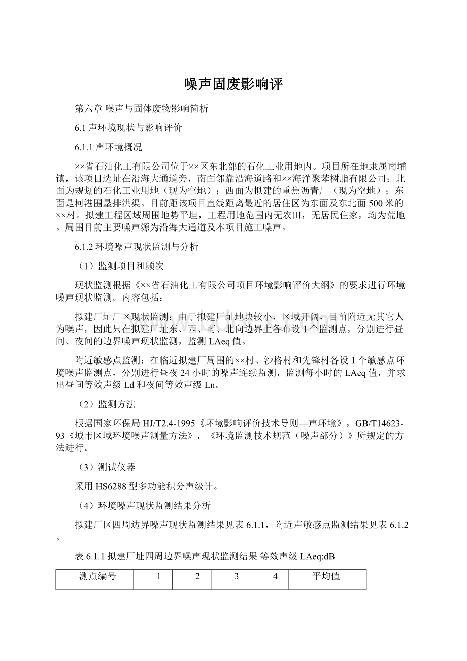 噪声固废影响评Word文档下载推荐.docx_第1页