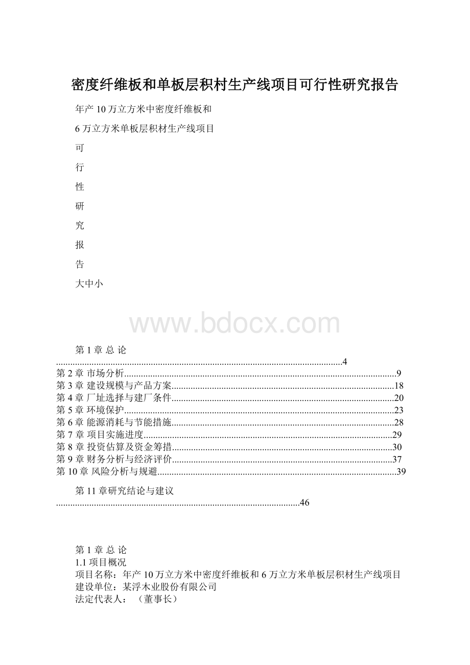 密度纤维板和单板层积村生产线项目可行性研究报告.docx_第1页