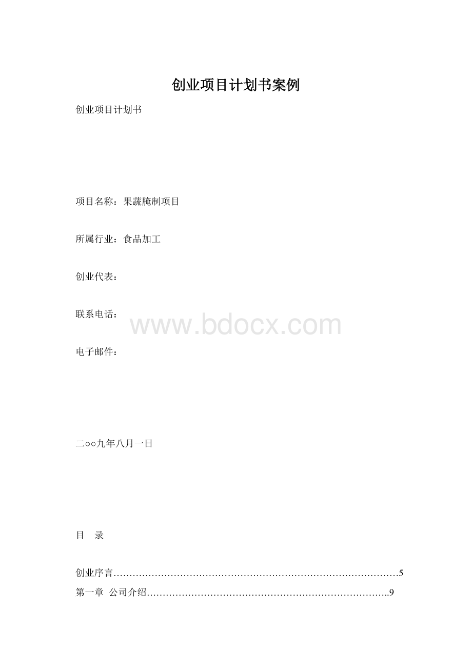 创业项目计划书案例.docx