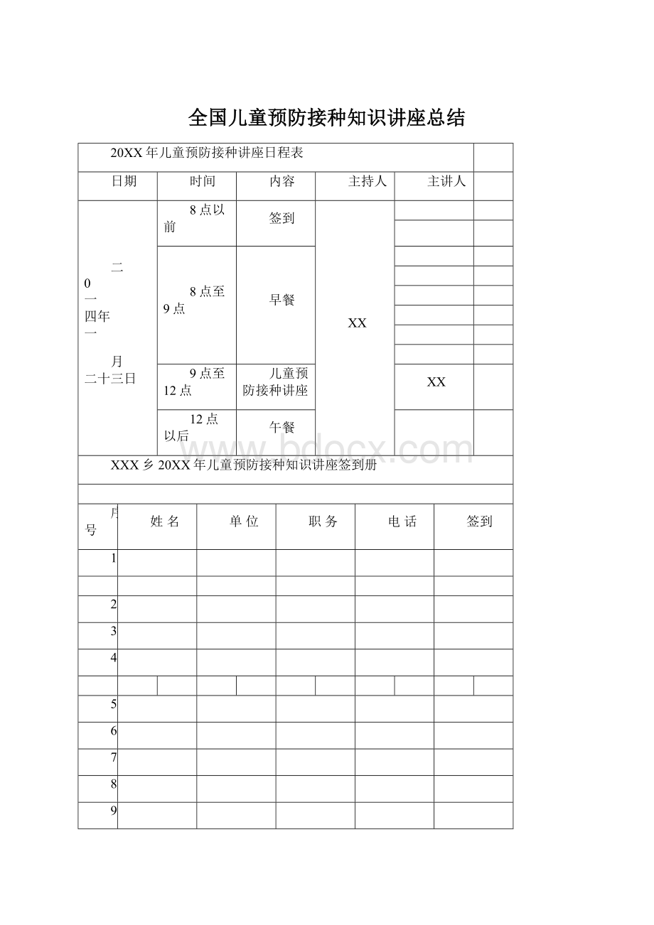 全国儿童预防接种知识讲座总结Word文档下载推荐.docx