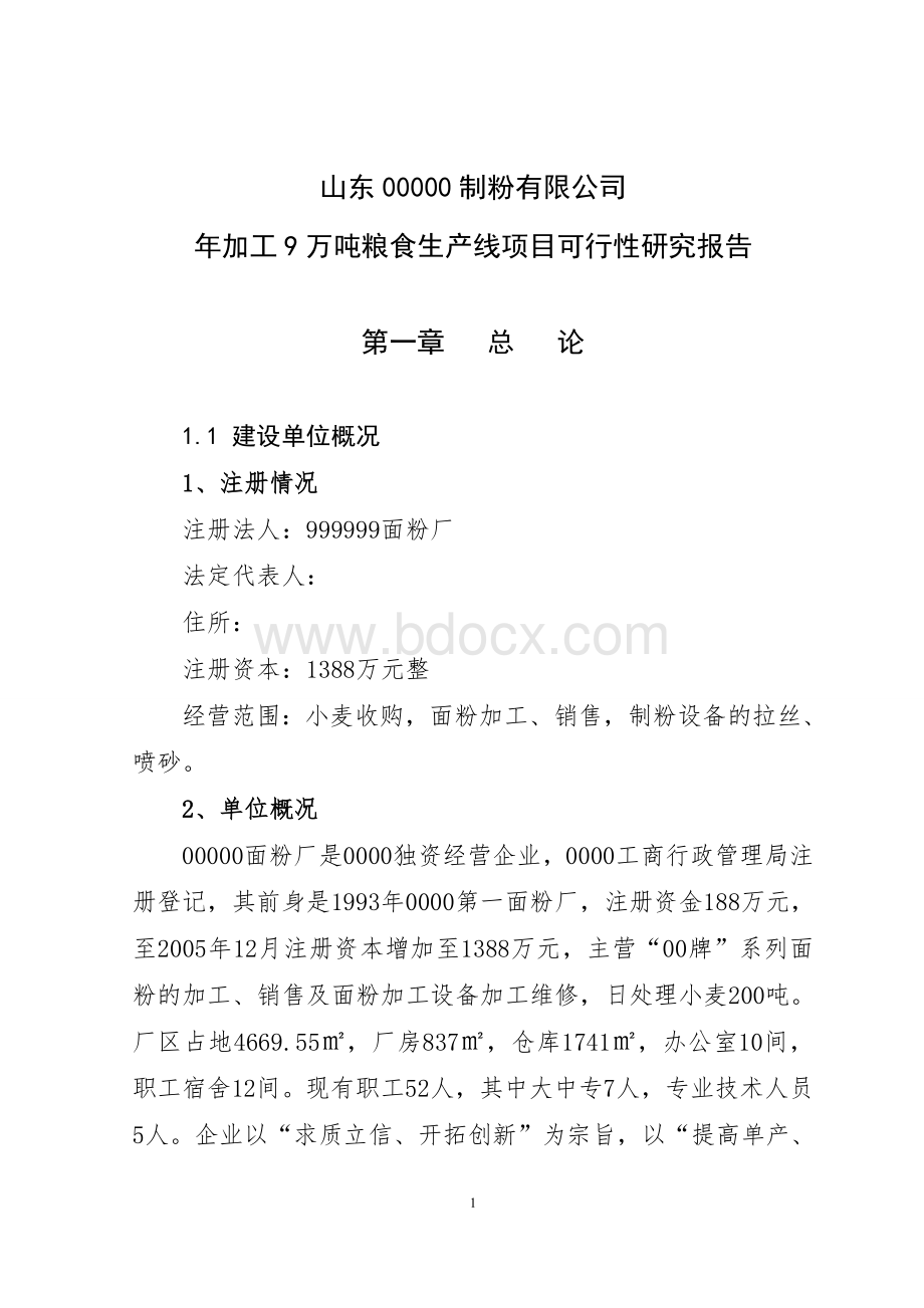 面粉加工项目可行性研究报告文档格式.doc_第1页