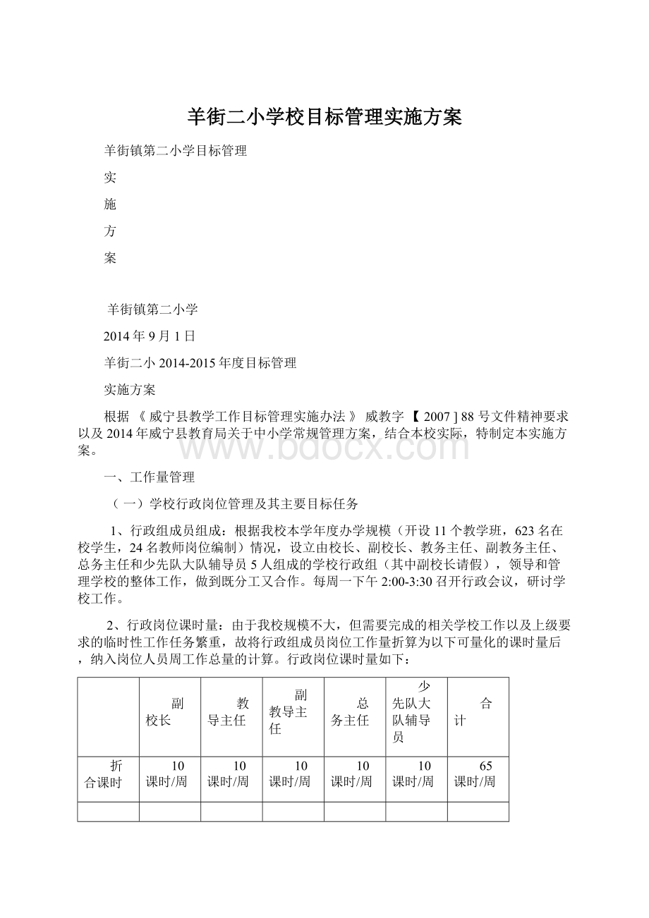 羊街二小学校目标管理实施方案.docx