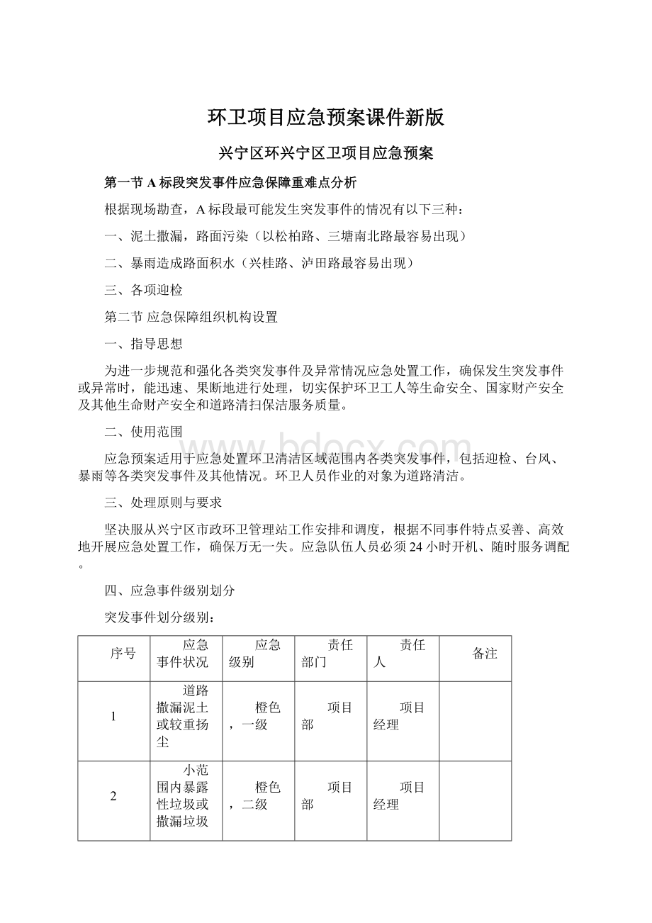 环卫项目应急预案课件新版Word格式文档下载.docx