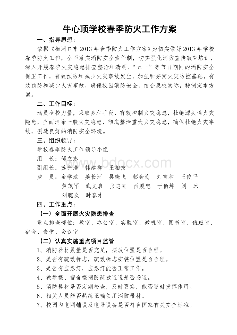 牛心顶学校春季防火工作方案Word格式文档下载.doc_第1页