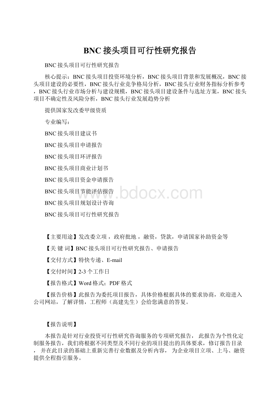 BNC接头项目可行性研究报告.docx_第1页