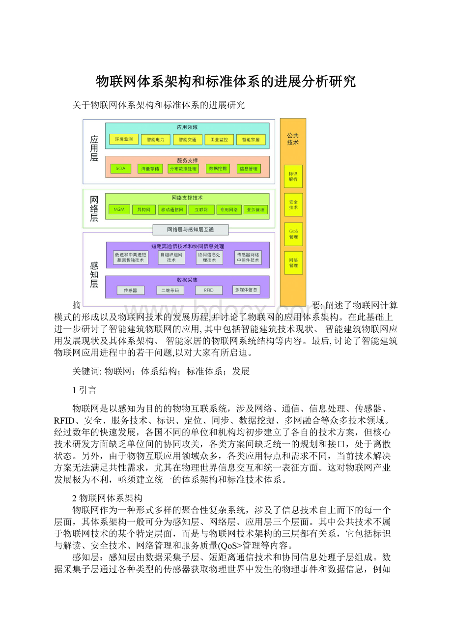 物联网体系架构和标准体系的进展分析研究.docx_第1页