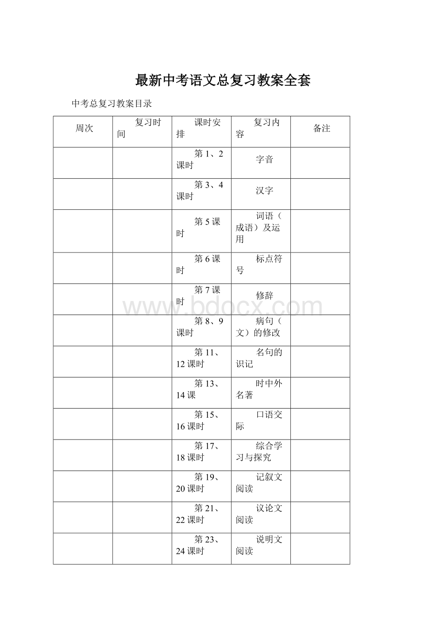 最新中考语文总复习教案全套.docx_第1页