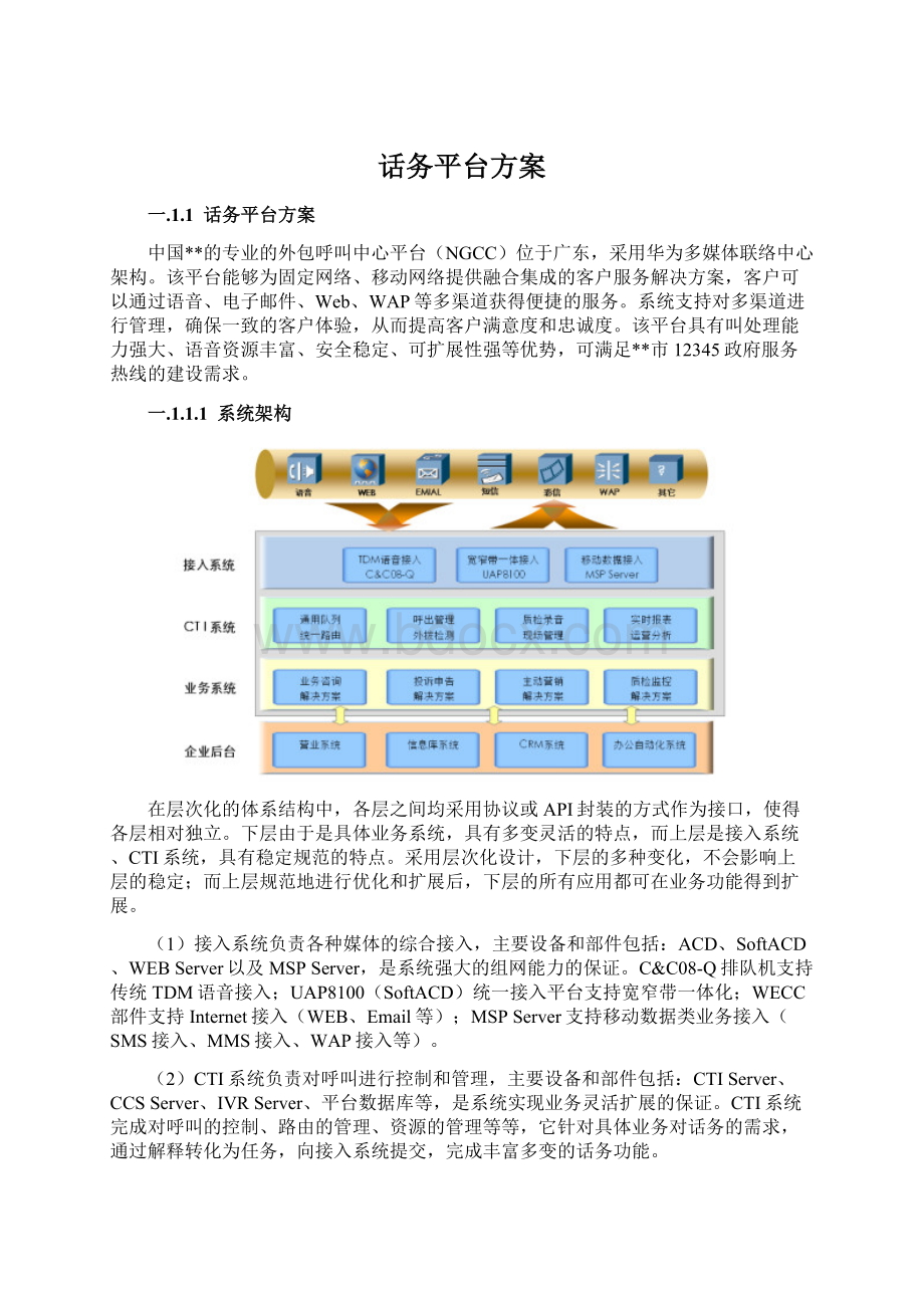 话务平台方案Word文件下载.docx